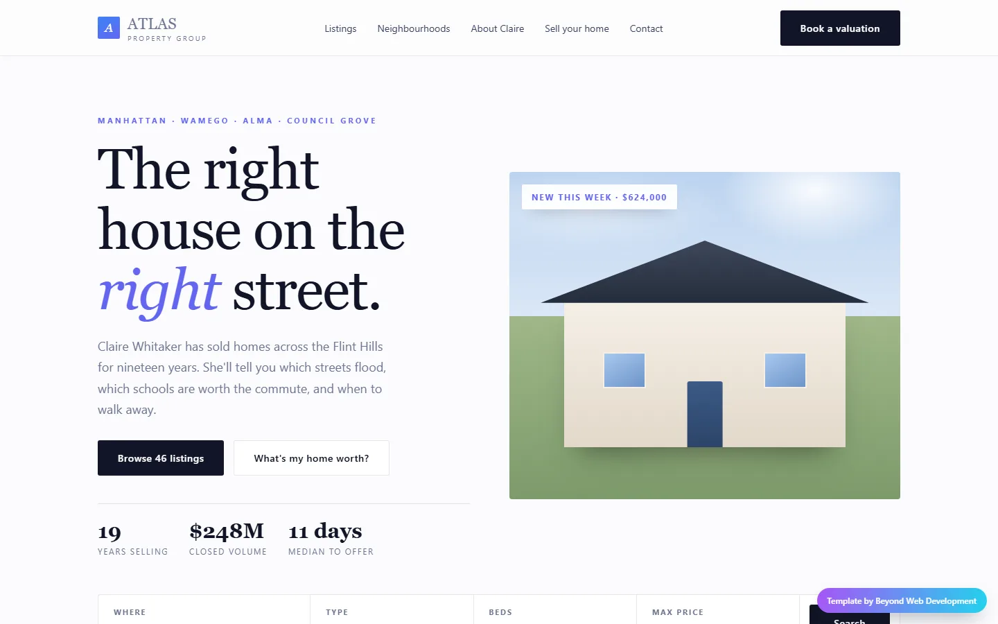 Atlas, a real estate agent template