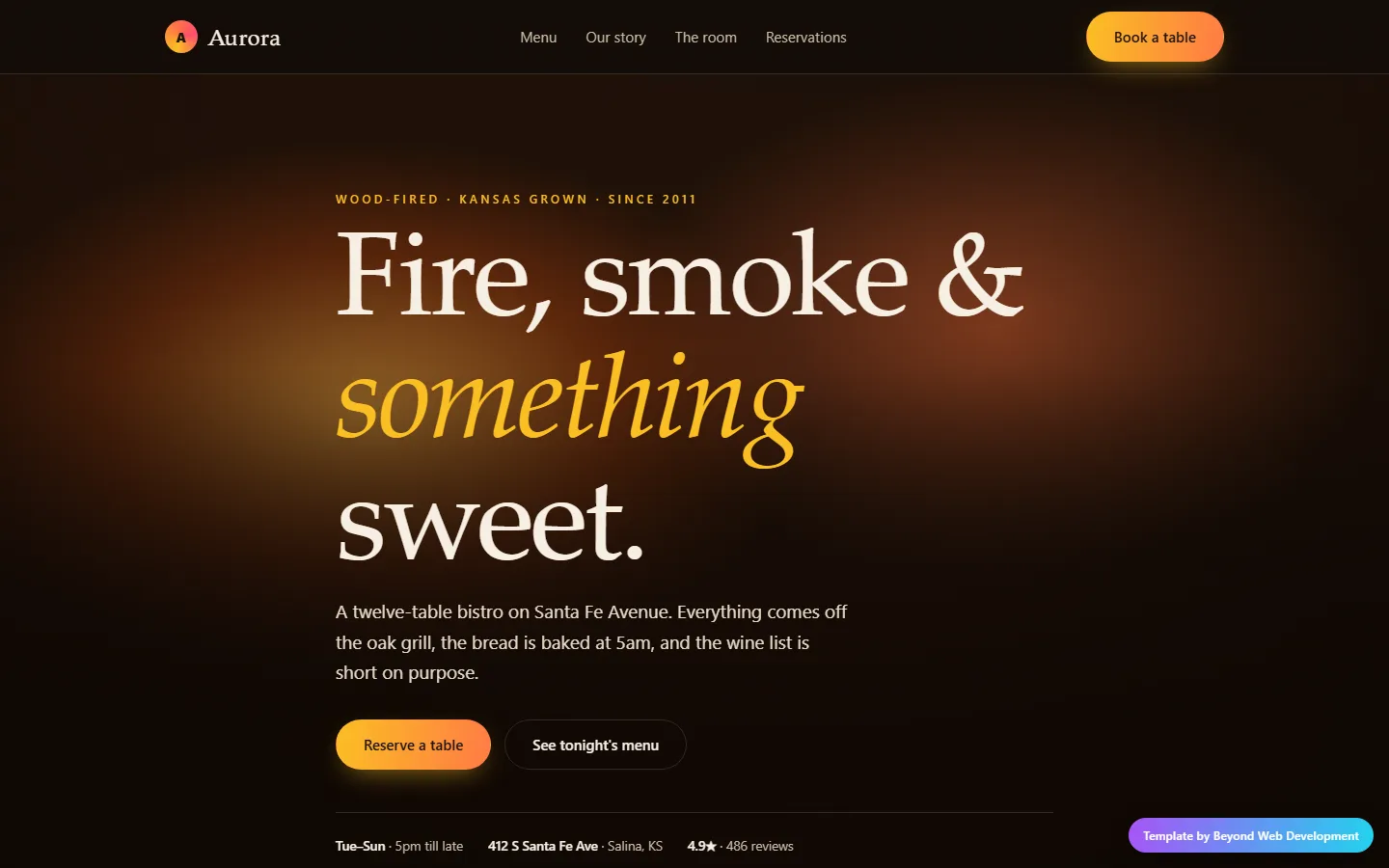 Aurora, a restaurant / bistro template