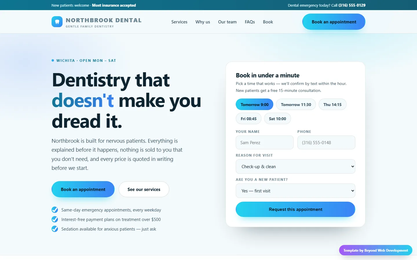 Calm, a dentist / clinic template