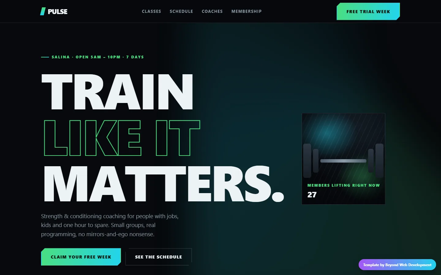 Pulse, a gym / fitness studio template