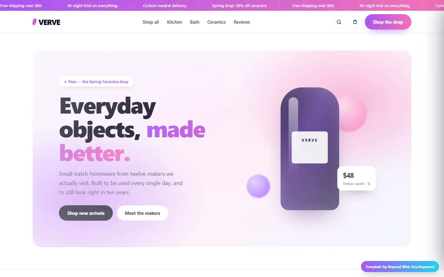 Verve, a online store template