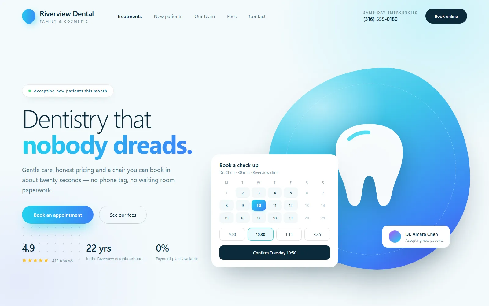 Riverview Dental, Website concept