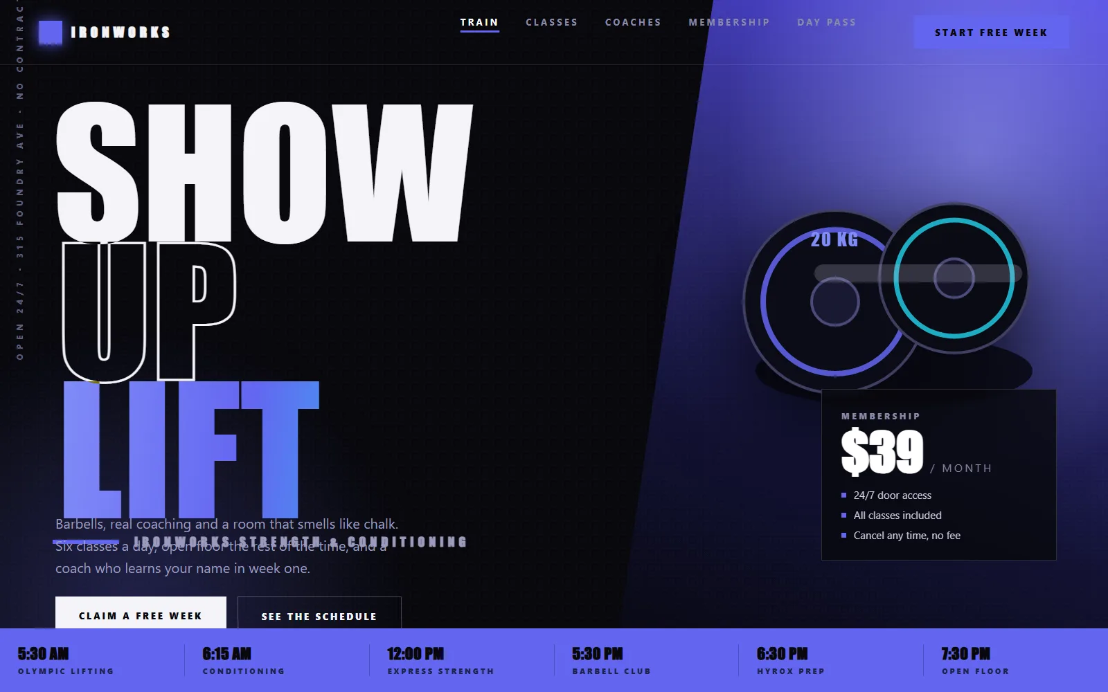 Ironworks Gym, Website concept